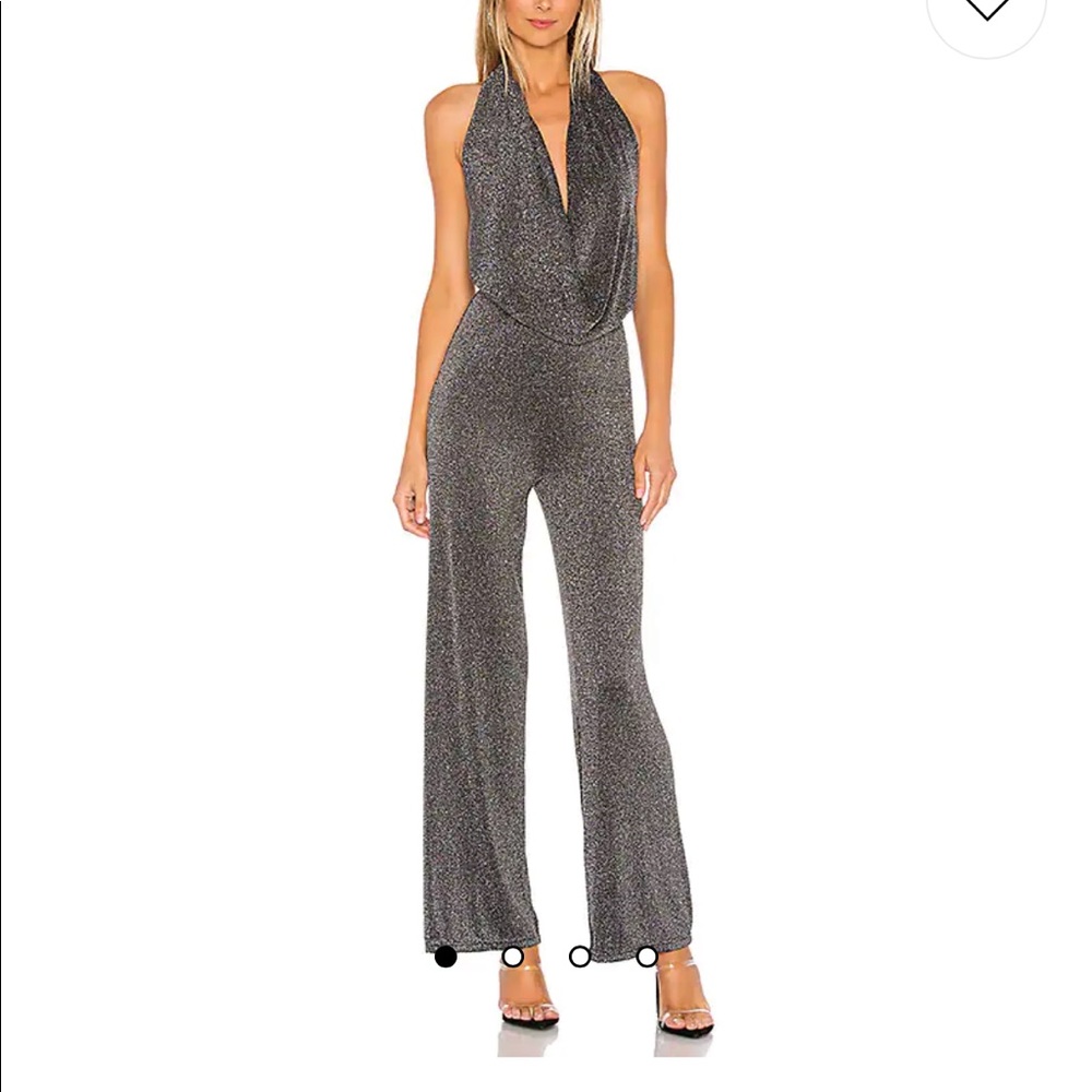 Revolve Superdown Cowl Neck Jumpsuit in Metallic Silver